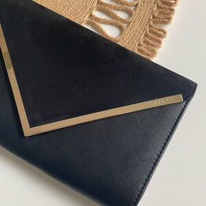 Aldo Black Clutch with Gold Trim